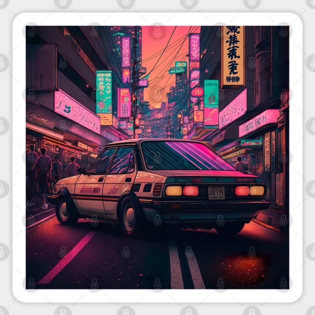 80's style Tokyo City Illustration Sticker by unrealartwork